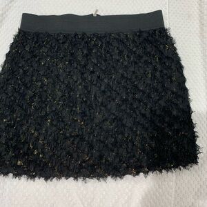 Guess Black and Gold Textured Mini Skirt